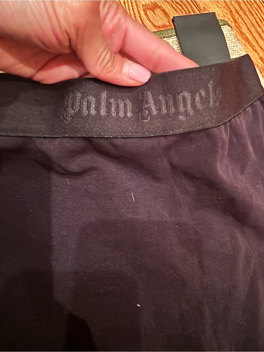 Authentic Palm Angels Black Embossed Logo Waistband crop leggings